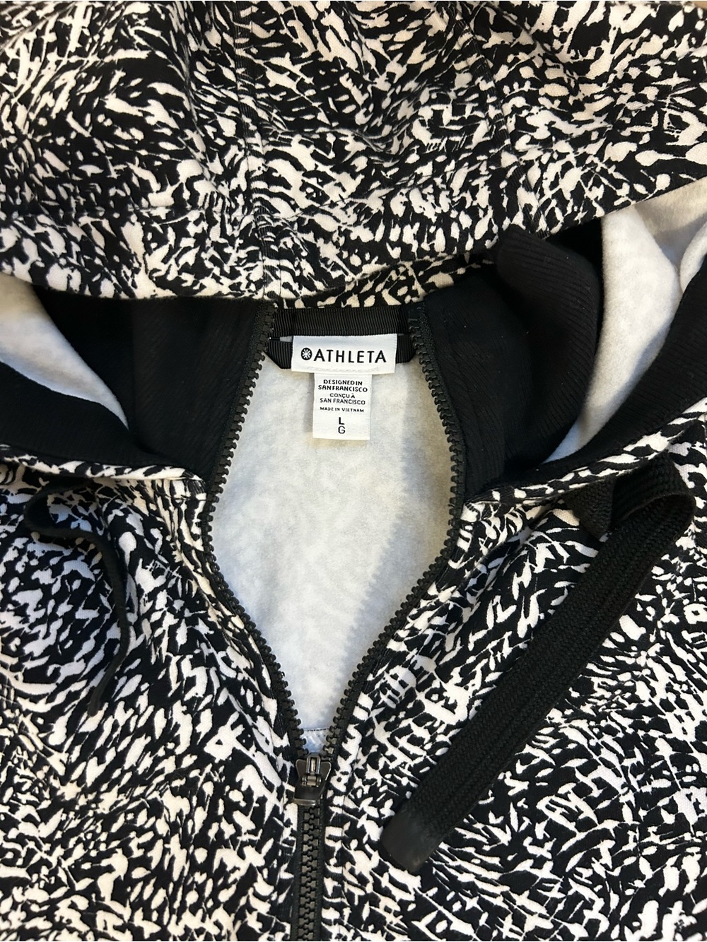 Athleta Black & White Abstract Zip-Up Hoodie - Picture 2 of 3